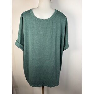 Dark Green Heathered Cuffed Short Sleeve T-Shirt  Medium